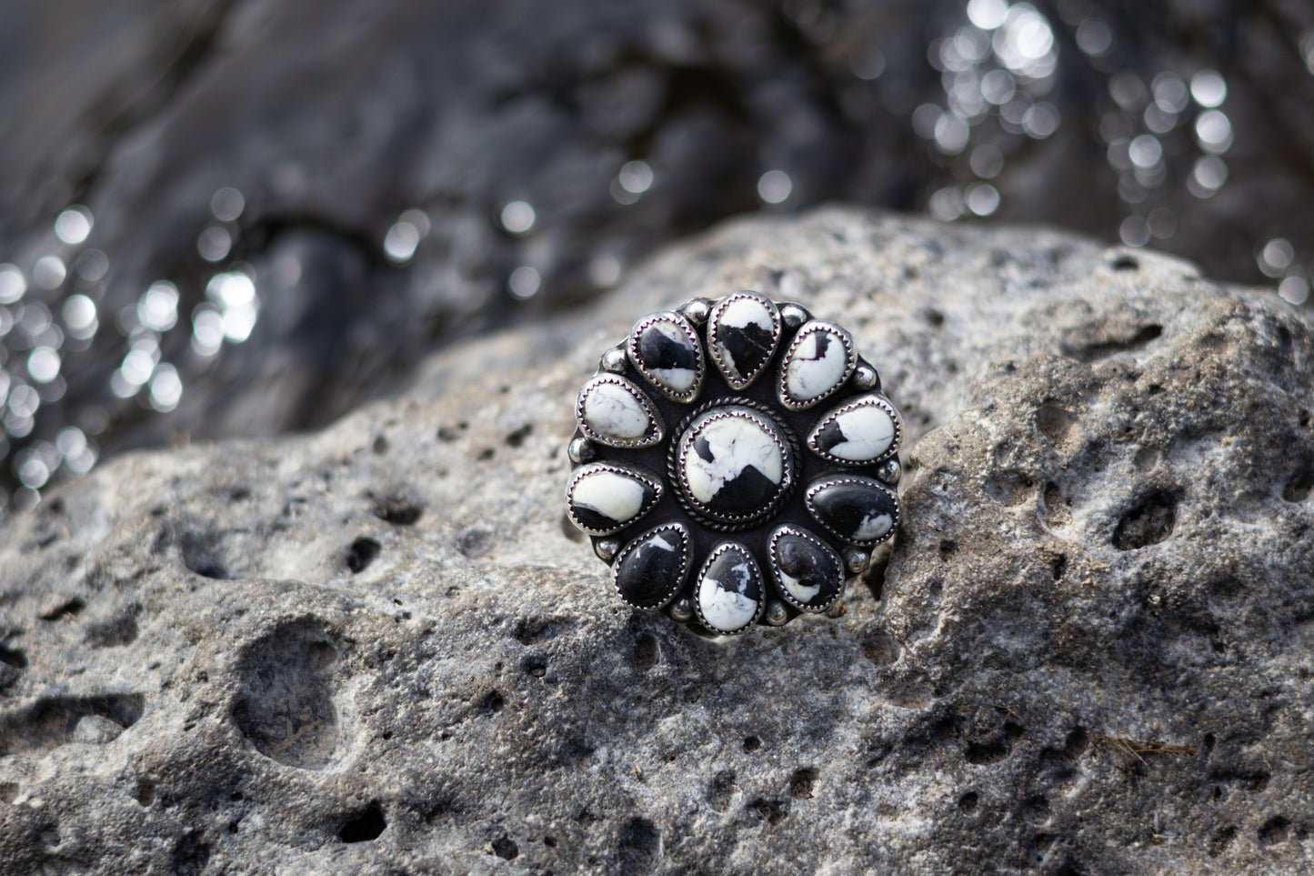 White Buffalo Cluster Ring