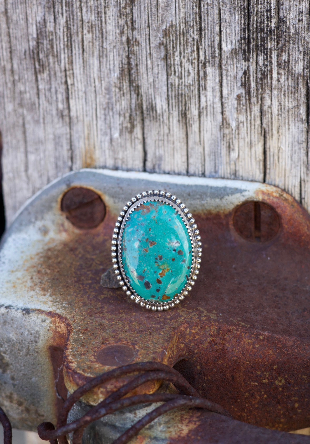 #140 Apache Nugget Turquoise Ring - Adjustable starting at 9.5+
