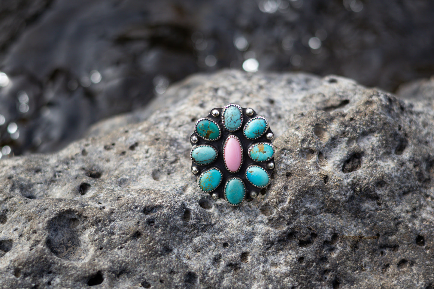 Pink Conch & Sonoran Cluster Ring