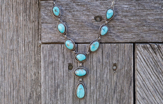 #160 Blue Bird Turquoise Lariat Necklace
