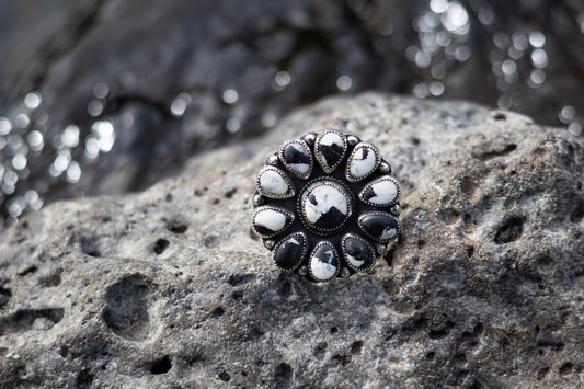 White Buffalo Cluster Ring
