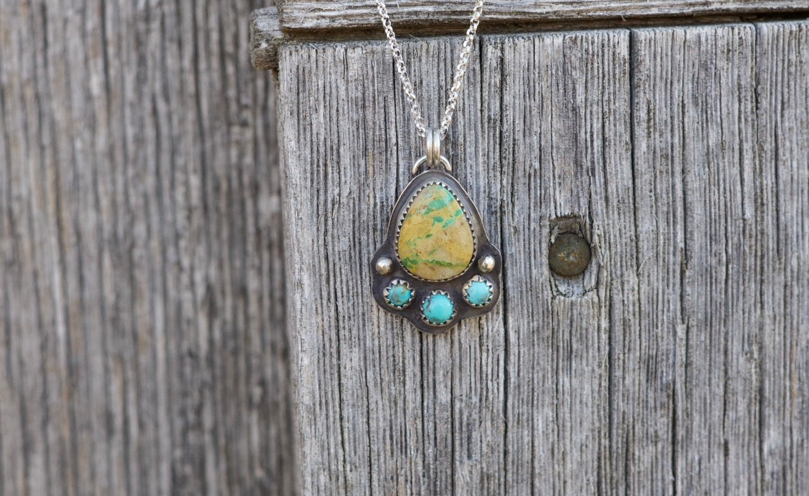 #149 Royston Ribbon Turquoise and Sonoran Turquoise Necklace