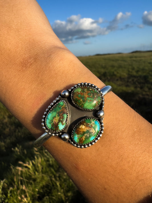 #169 Sonoran Gold 3 Stone Cuff