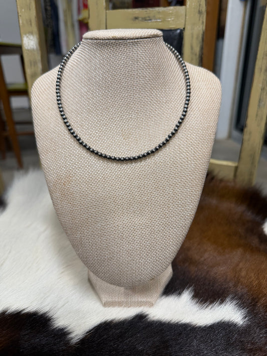 14” 4mm Sterling Silver Pearl Necklace